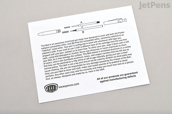 Karas Kustoms Bolt V2 Pilot G2 Pen Tumbled Raw Aluminum 0 5 Mm