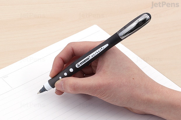 The soft, rubber-coated bodies of these Stabilo Rollerball Pens are reprieves from hard plastic pens that are frequently found in the workplace.