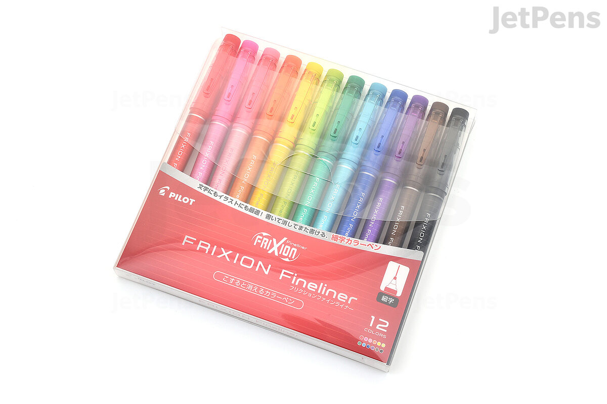 genade baden perzik Pilot FriXion Fineliner Pen - Fine Point - 12 Color Set | JetPens