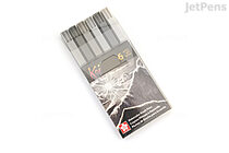 Sakura Koi Coloring Brush Pen - 6 Gray Color Set - SAKURA XBR-6SA