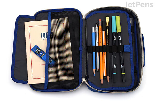 Li HB Store Pencil Pouch 3 Ring, Zipper Pencil Pouches Case Binder Cosmetic  Bag,Pencil Case,Black 