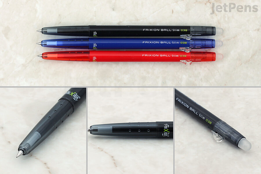 The Pilot FriXion uses a thermosensitive ink that ''erases'' cleanly and can be written over.