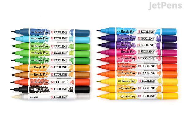 Ecoline Brush Pens - 60 Full Set - Refillable Watercolor - Review & Swatch  