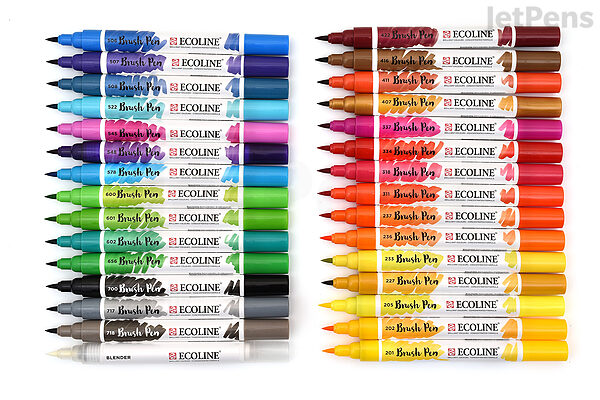 Royal Talens Ecoline Liquid Watercolour Brush Pens - Pastel Set of 5 +  Blender