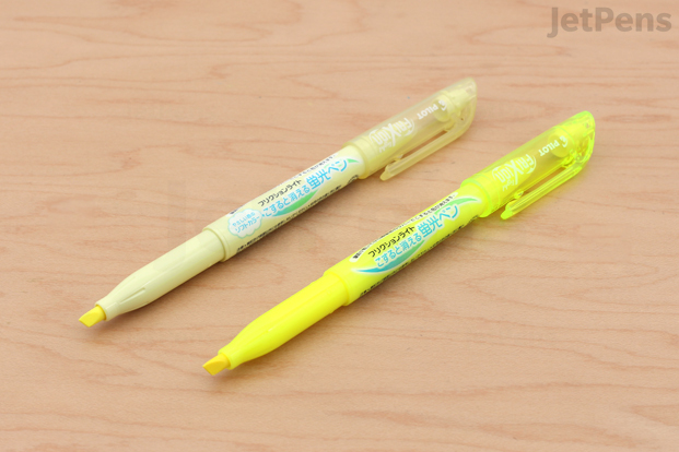 Soft yellow and yellow Pilot FriXion Light Highlighters