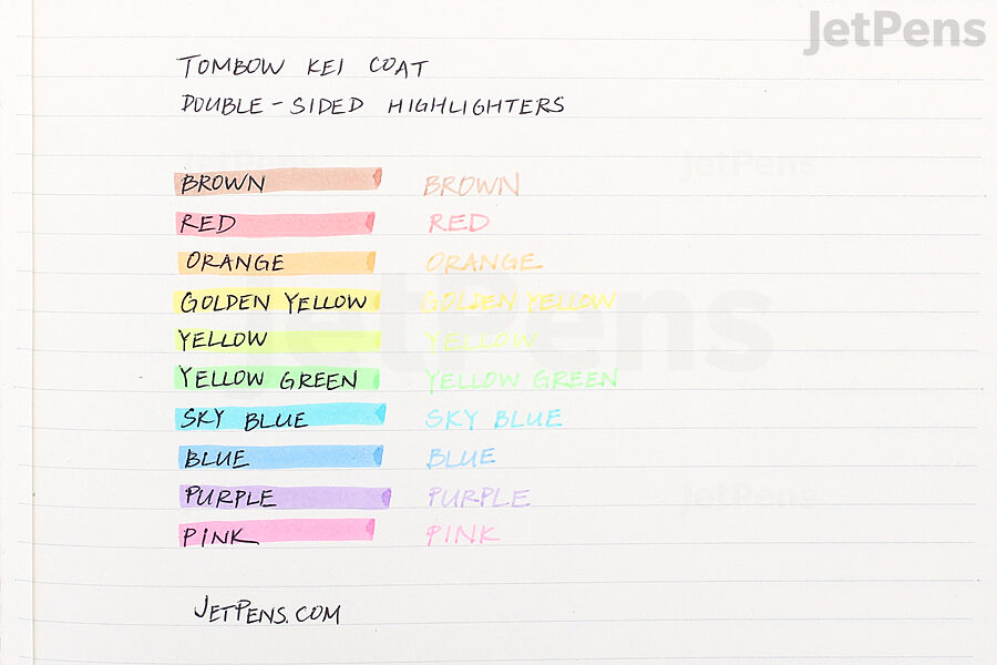 Tombow Kei Coat Double-Sided Highlighter colors