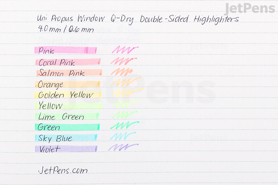 Uni Propus Window Q-Dry Highlighter colors