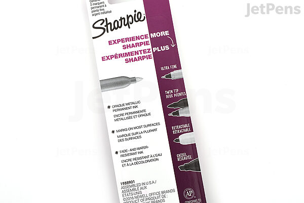 Sharpie 39108PP Fine Point Metallic Silver Permanent Marker, 2 Markers