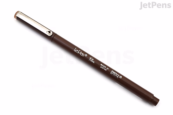 A brown Marvy Le Pen Flex Brush Pen with a white cap, shown against a white background. The pen has white text indicating the brand and type.