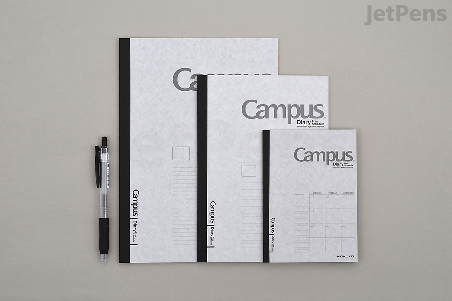 From left to right: Kokuyo Campus Free Schedule Diary Semi B5, A5, & B6 sizes.