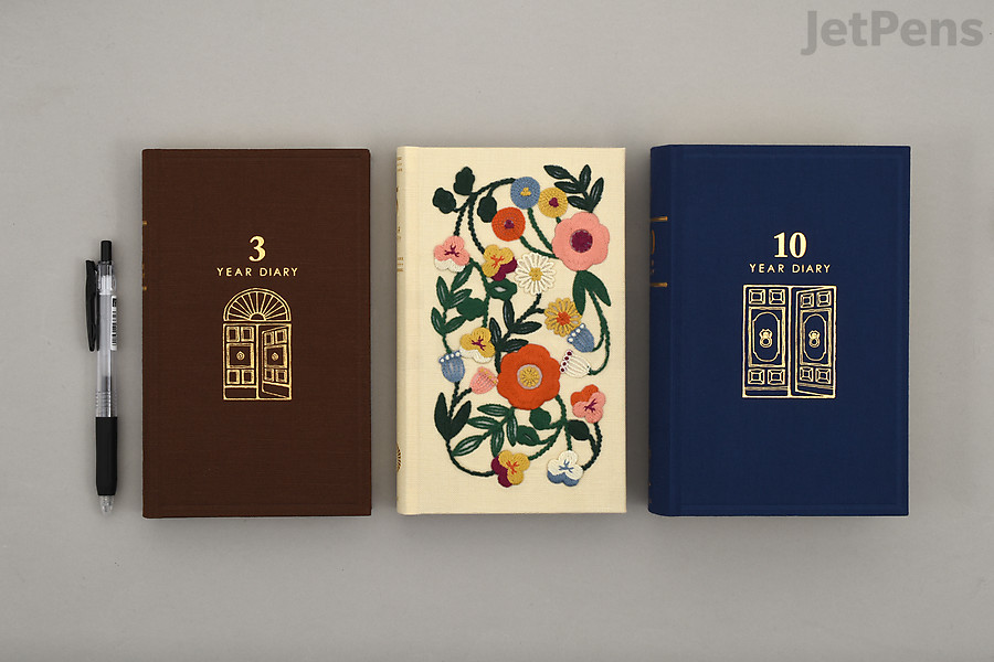 From left to right: Midori 3, 5, & 10 Year Diary sizes.