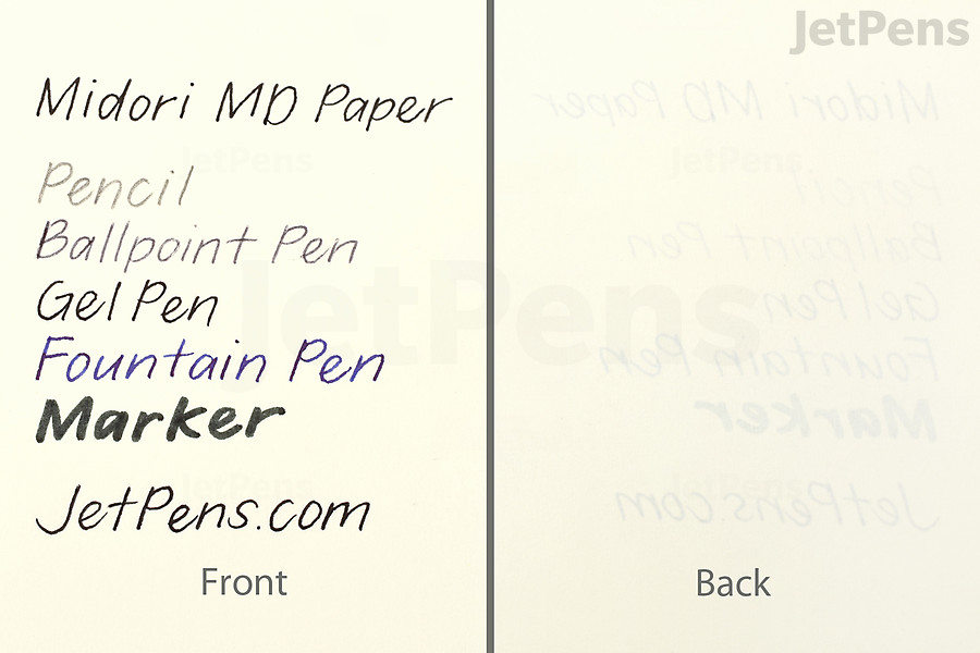 High-quality paper like Midori MD paper has no showthrough and no bleedthrough.
