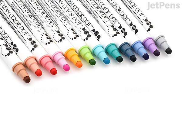  Kuretake Zig Clean Color Dot Pens Water Based Marker Single, 6  Mild Colors Set (TCSD-6100/6V) : Office Products