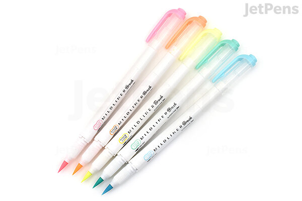 Zebra Mildliner Brush Double Sided Marker Pen Set Fluorescent Colors 