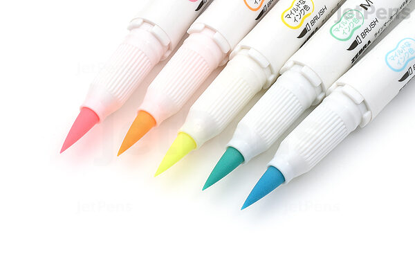 Zebra Midliner Brush Pen & Marker - Fluorescent Set - 5pcs - Brand New