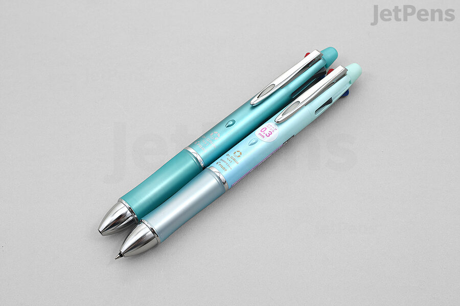 The Dr. Grip 4+1 combines four ballpoint inks and a mechanical pencil in one body.
