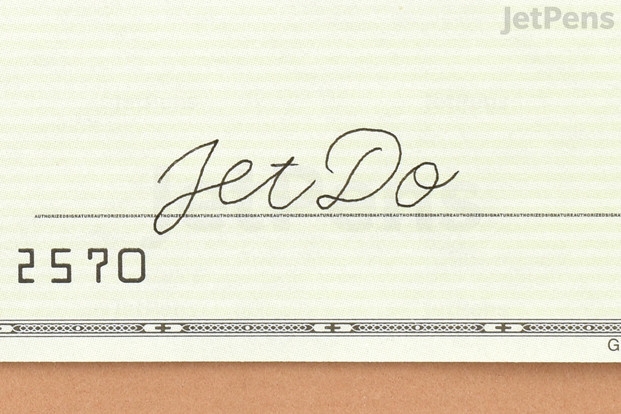 A check written with a fine-tip pen.
