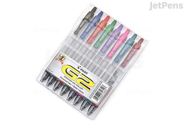 Pilot G2 Metallics Retractable Gel Pens, Fine 0.7mm Point - 8 / Pack -  Assorted Colors 