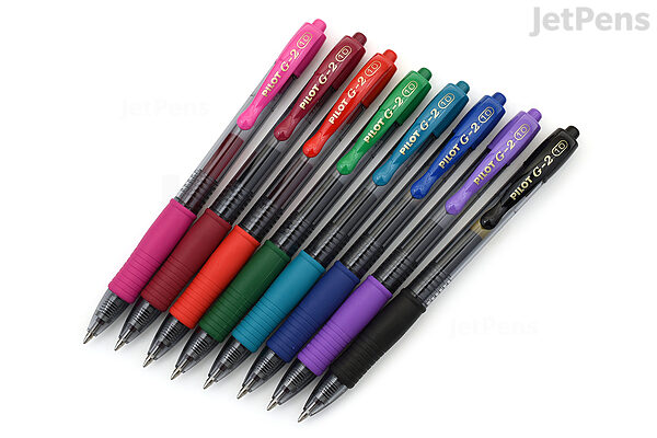 Pilot G-2 Retractable Gel Ink Pens, 0.7 Mm, Assorted Colors, Package Of 8