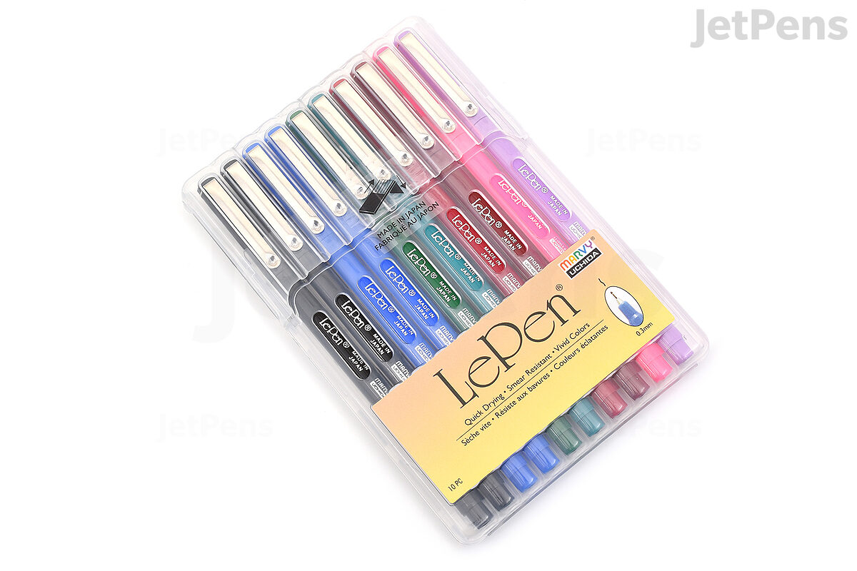 Marvy LE Pen Micro Fine Tip Pens, Assorted Bright Colors, Set of 10