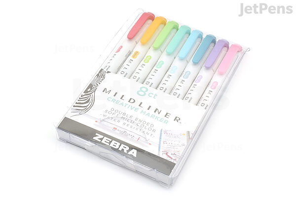 Zebra Mildliner Creative Marker, Double Ended, Soft Mild Color, 8 Pack - 8 marker