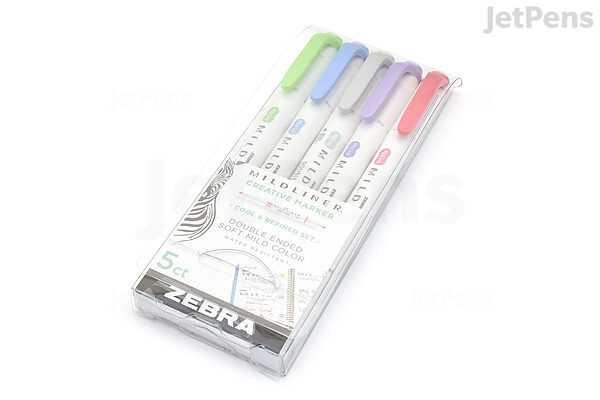 Zebra Mildliner Double Tip Highlighter (5 color set) - Cool & Refined – Ink  & Lead