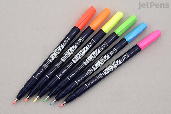 Brush Markers 6 Fluorescent Colors