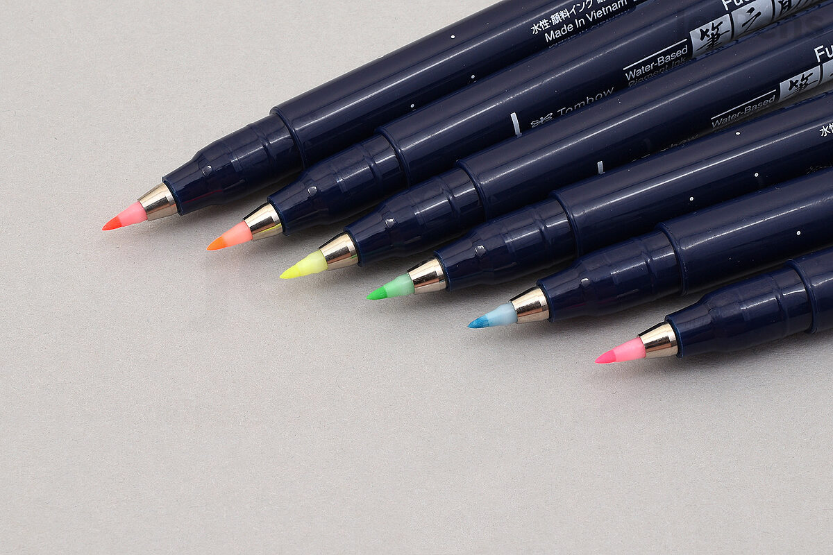 Tombow 6ct Fudenosuke Brush Pens - Neon : Target