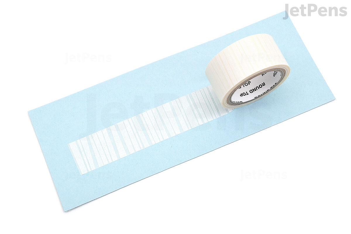 White Birch Washi Tape Wood Grain Abstract Round Top Yano Design Stripe - Japanese