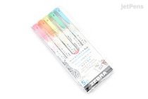Zebra Mildliner Double-Sided Highlighter Brush - US - Brush / Extra Fine - 5 Fluorescent Color Set - ZEBRA 79105