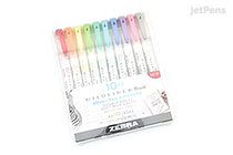 Zebra Mildliner Double-Sided Highlighter Brush - US - Brush / Extra Fine - 10 Color Set - ZEBRA 79101