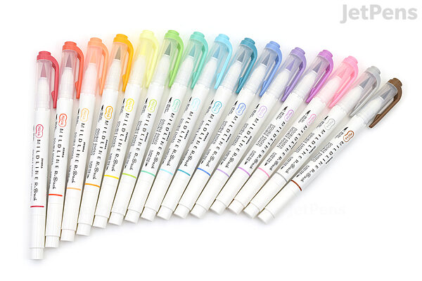Zebra Mildliner Double-Sided Highlighter Brush Pen - 15 Color Set