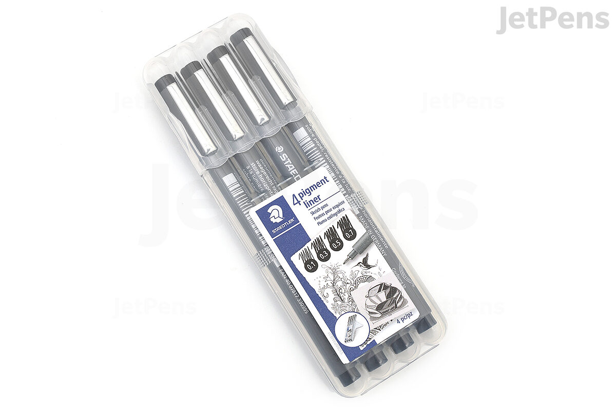STAEDTLER Pigment Liner Fineliner Pens with Assorted Line Width - Black  (Set of 8)