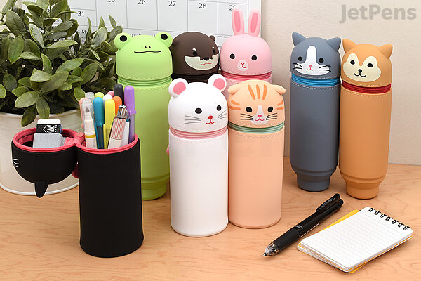 Kawaii Animal Pop up Pencil Case Multi Purpose Teacher Makeup Bag Cosmetic Pencil  Bag Stationery Gift Animal Pen Pouch 