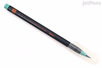 A black Akashiya Sai Watercolor Brush Pen with green ink, featuring a clear plastic cap and a brush tip.