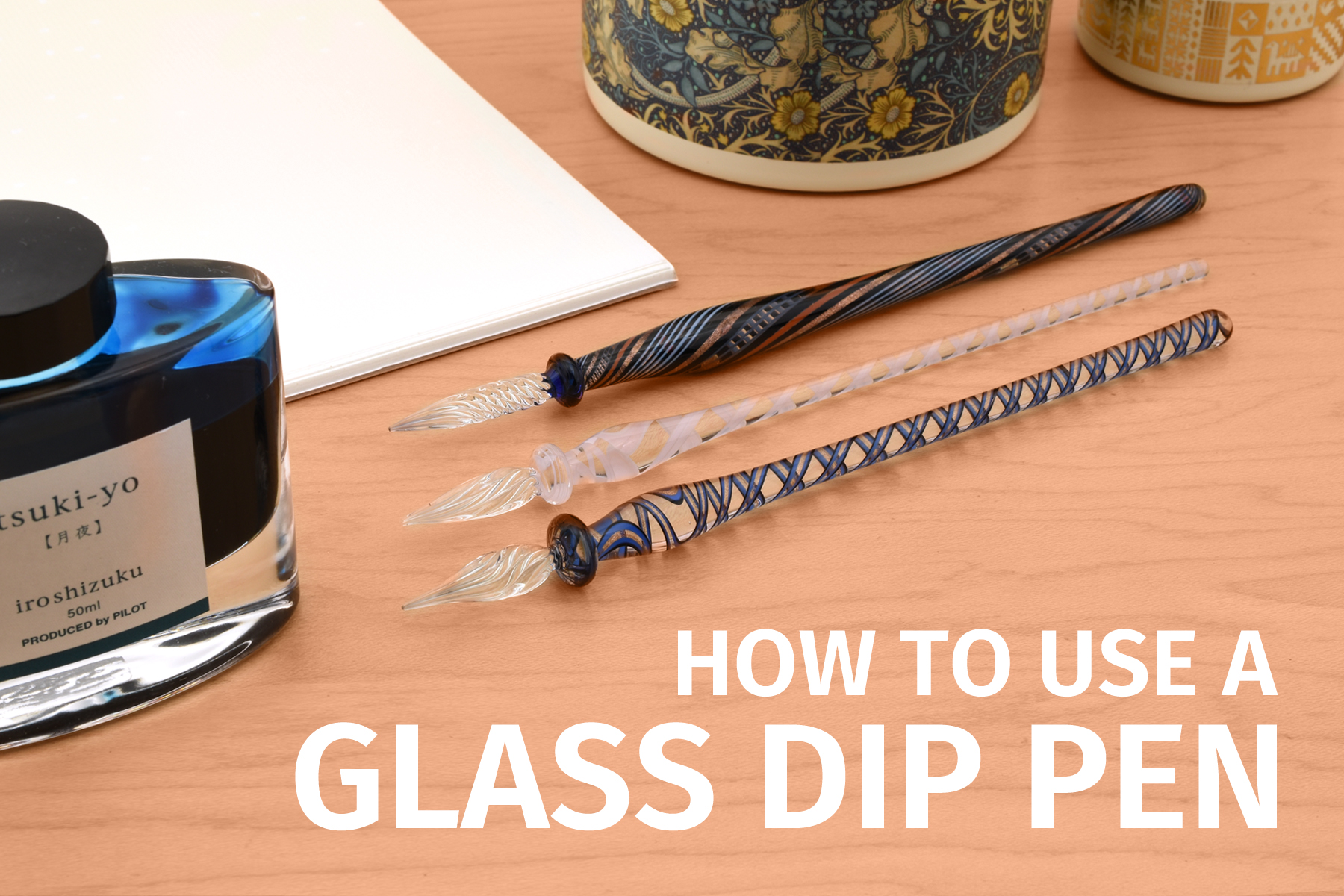 Calligraphy Pen Set, Handcrafted Glass Dip Pen and Wooden Dip Pen