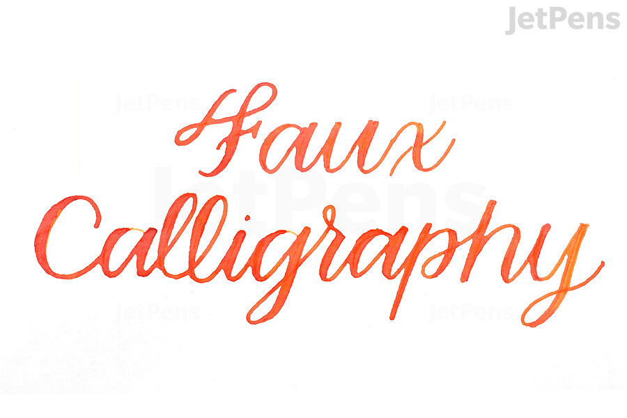 Faux calligraphy, beautifully drawn with thick downstrokes and thin upstrokes.