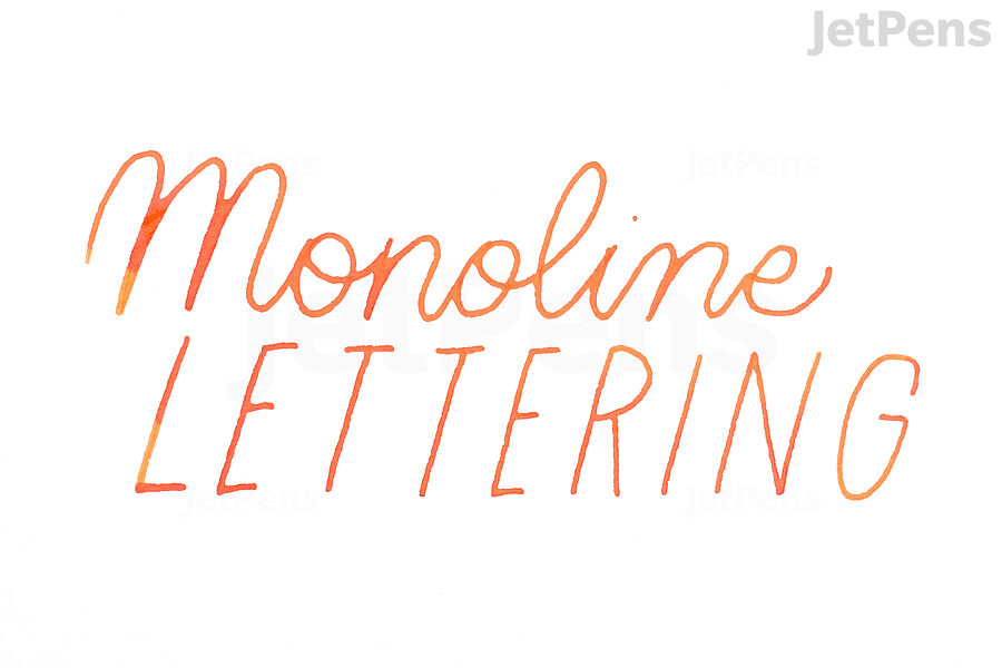Monoline lettering, drawn with little variation in line width.