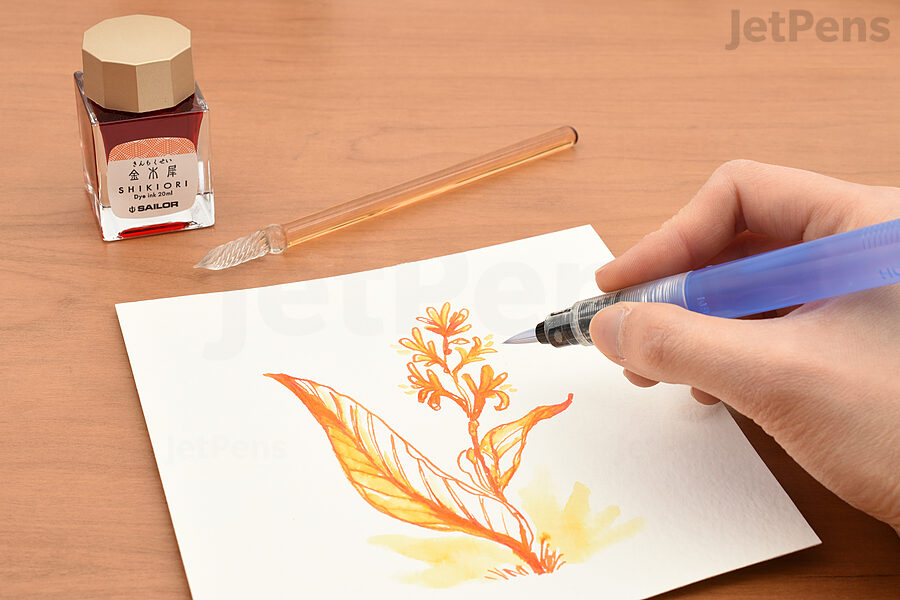 Water brushes can easily create beautiful ink washes.
