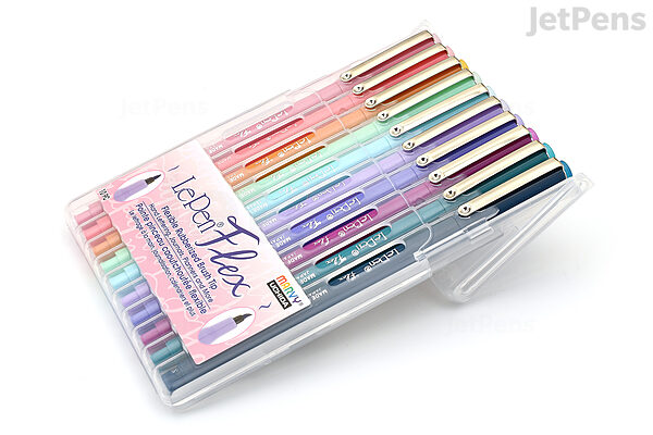 Marvy Uchida Le Pen Flex - 24 Colors - Colored Calligraphy Pens for Journaling - Quick Drying, Smudge-Proof Brush Markers for Hand Lettering