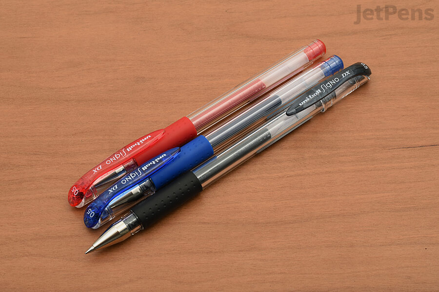 We highly recommend the Uni-Ball Signo UM-151 thanks to its impressive range of tip sizes, colors, and body styles.