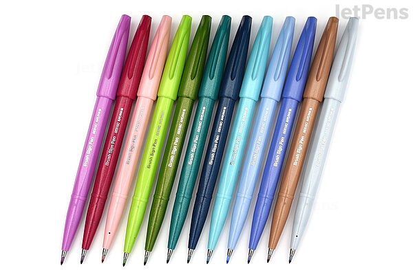 Pentel Fude Touch Brush Sign Pen - 2020 New Colors - 12 Color