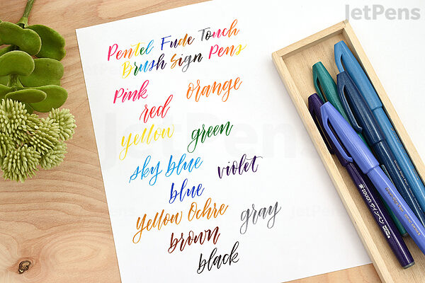 Pentel Fude Touch Sign Pen Fine 12 Colors Brush Pen Set ‎SES15C-12 NEW
