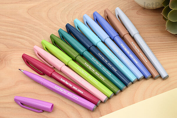  Pentel Sign Felt Tip Pens - Fiber-tipped - Box Of 12 Felt Pens  6 Blue And 6 Black Ink : Office Products