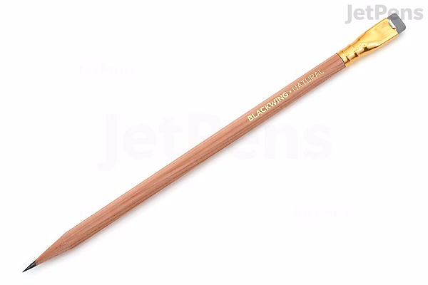 A single Blackwing Natural pencil with extra firm lead, featuring a natural wood finish and a distinctive gold-colored ferrule and eraser, shown against a white background.