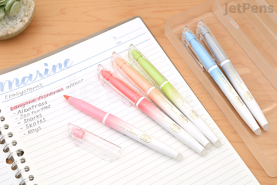 This Pilot FriXion Light Natural Color Highlighter set includes highlighters in six beautiful hues.