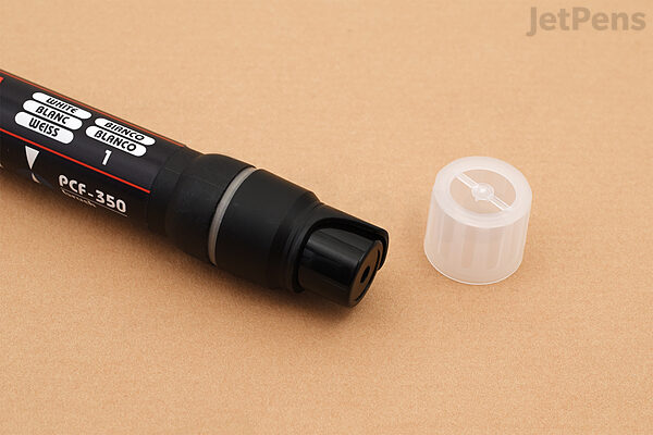 Uni Posca PCF-350 Brush Tipped Paint Marker Art Pen - Fabric Glass Metal Pen - Black & White Set (1 of Each)