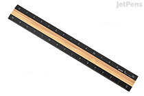 Midori Aluminum and Wood Ruler - 15 cm - Black x Brown - MIDORI 42270006