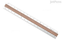 Midori Aluminum and Wood Ruler - 15 cm - Silver x Dark Brown - MIDORI 42274006