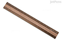 Midori Aluminum and Wood Ruler - 15 cm - Brown x Dark Brown - MIDORI 42280006